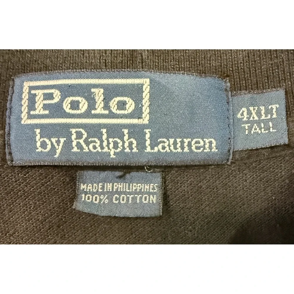 Vintage Y2K Ralph Lauren Mens 4XLT  Long Sleeve Rugby Polo Shirt Black